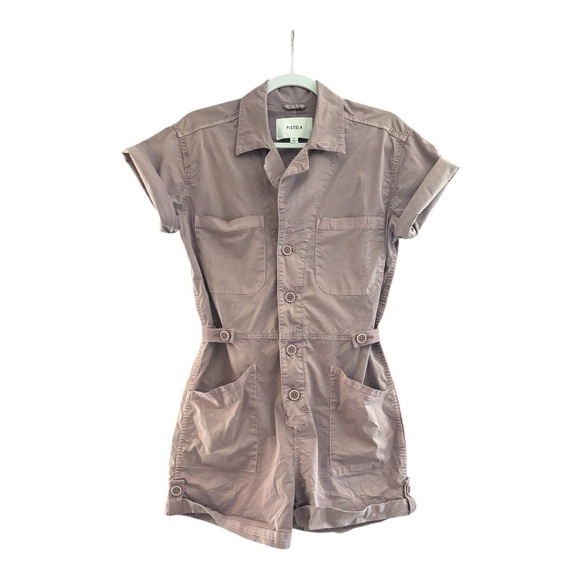 Pistola Dusty Plum Short-Sleeve Jumpsuit with Waist-Defining Detail. - Picture 2 of 5